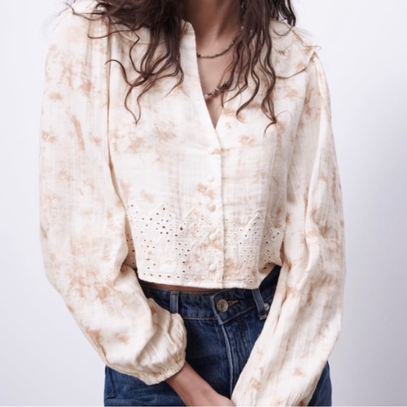 ZARA ECRU TIE DYE CROP TOP - Picture 10 of 11